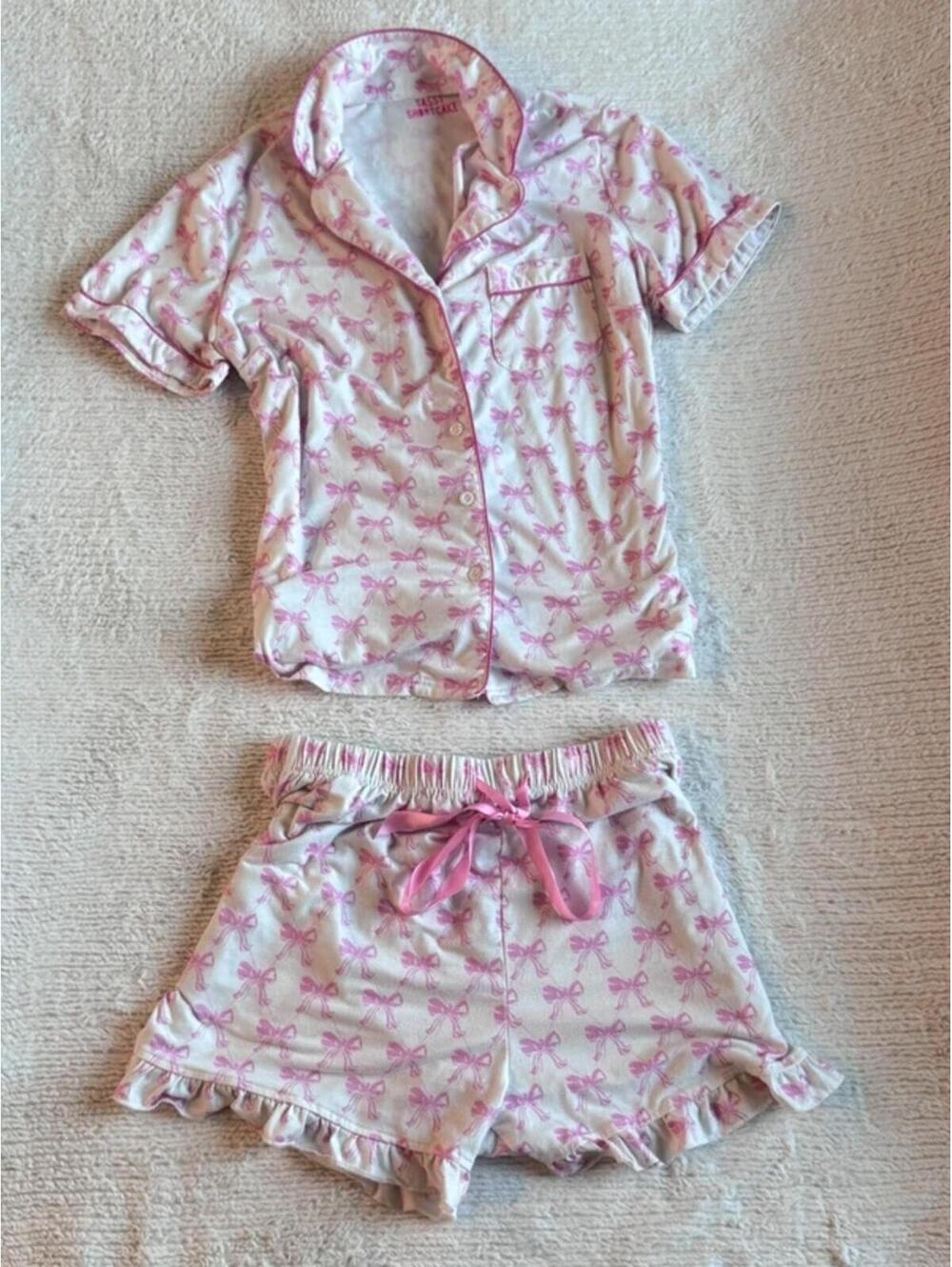 Y2K Womens Large Sassy Shortcake Pink Ribbon Sleep Set